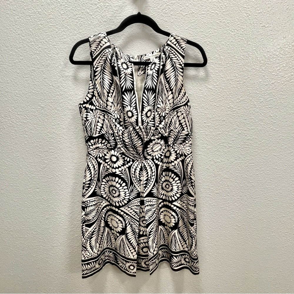 Banana Republic Black and White Floral Sleeveless Silk Dress